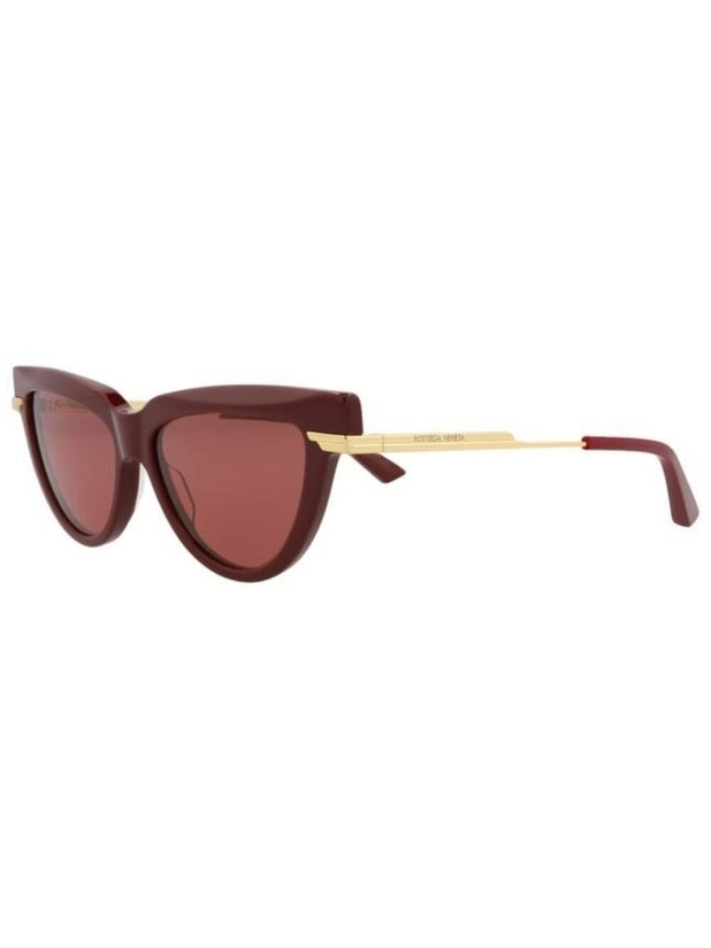 New Bottega Veneta Womens Cat Eye Burgundy Gold Red Fashion Designer Sunglasses